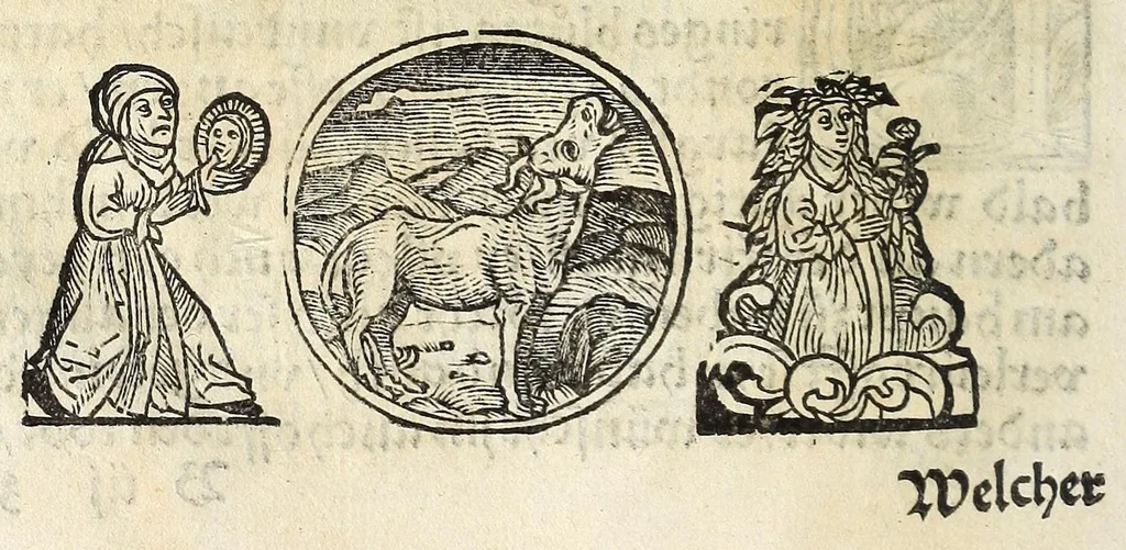 An illustration from Complexion : Natür vnd Eigenschafft eines yeden Menschen zü erfaren, auch seiner Gebürtstund vnnd Zeychen, ... auss zü rechnen, 1534, leaf 18
