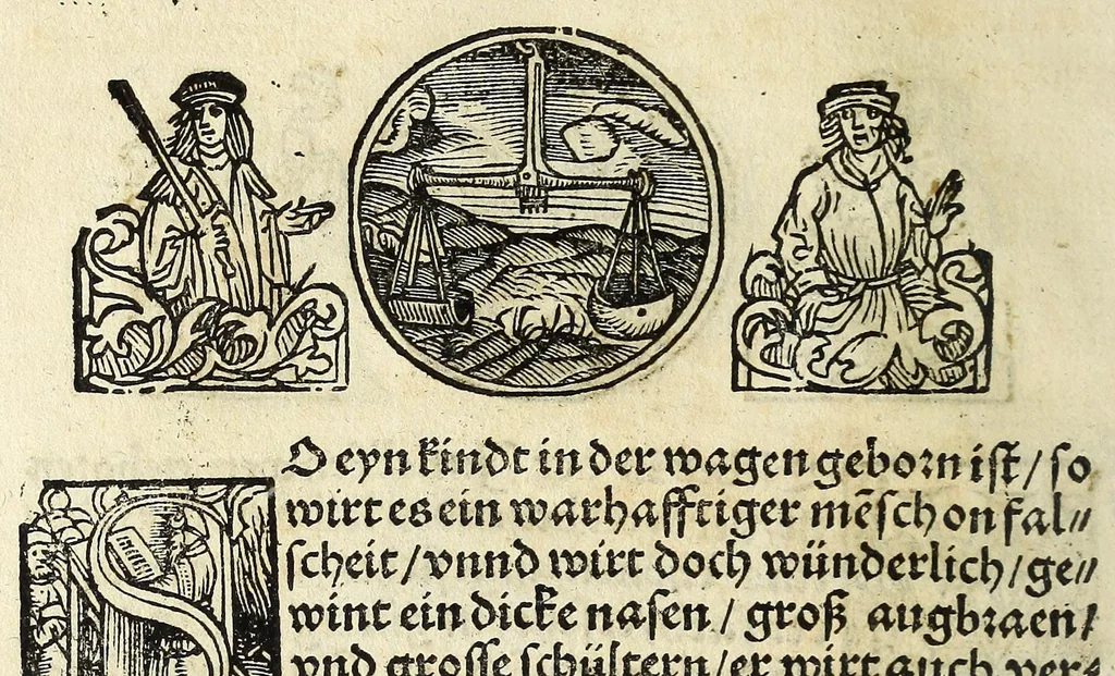 An illustration from Complexion : Natür vnd Eigenschafft eines yeden Menschen zü erfaren, auch seiner Gebürtstund vnnd Zeychen, ... auss zü rechnen, 1534, leaf 24