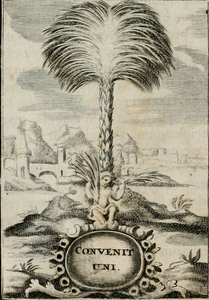 An illustration from Conceptvs chronographicvs de concepta sacra Deipara : Septingentis Sacrae Scripturae, ss. patrum, ac rationum, nec non historiarum, symbolorum, antiquitatum, et anagrammatum suffragiis roboratus : ac totidem praefixis chronographicis, annum currentem prodentibus copiose instructus : occasione saeculi, hoc eodem anno septima vice absoluti, et celebrati, a patribus Benedictinis liberi, ac imperialis monasterii ad SS. Udalricum, & Afram, Augustae Vindelicorum, 1712, leaf 115
