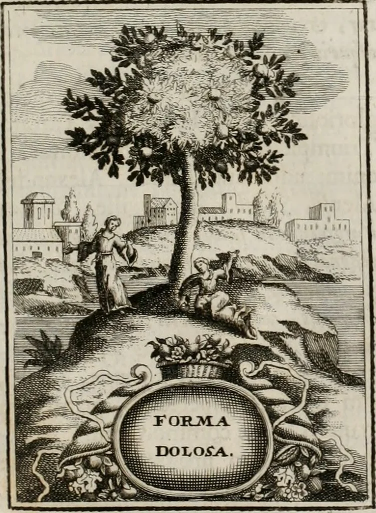 An illustration from Conceptvs chronographicvs de concepta sacra Deipara : Septingentis Sacrae Scripturae, ss. patrum, ac rationum, nec non historiarum, symbolorum, antiquitatum, et anagrammatum suffragiis roboratus : ac totidem praefixis chronographicis, annum currentem prodentibus copiose instructus : occasione saeculi, hoc eodem anno septima vice absoluti, et celebrati, a patribus Benedictinis liberi, ac imperialis monasterii ad SS. Udalricum, & Afram, Augustae Vindelicorum, 1712, leaf 194