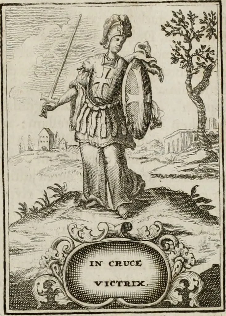 An illustration from Conceptvs chronographicvs de concepta sacra Deipara : Septingentis Sacrae Scripturae, ss. patrum, ac rationum, nec non historiarum, symbolorum, antiquitatum, et anagrammatum suffragiis roboratus : ac totidem praefixis chronographicis, annum currentem prodentibus copiose instructus : occasione saeculi, hoc eodem anno septima vice absoluti, et celebrati, a patribus Benedictinis liberi, ac imperialis monasterii ad SS. Udalricum, & Afram, Augustae Vindelicorum, 1712, leaf 218