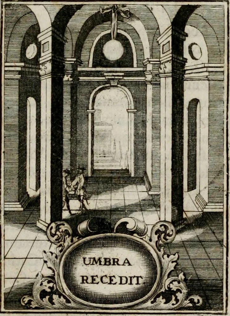 An illustration from Conceptvs chronographicvs de concepta sacra Deipara : Septingentis Sacrae Scripturae, ss. patrum, ac rationum, nec non historiarum, symbolorum, antiquitatum, et anagrammatum suffragiis roboratus : ac totidem praefixis chronographicis, annum currentem prodentibus copiose instructus : occasione saeculi, hoc eodem anno septima vice absoluti, et celebrati, a patribus Benedictinis liberi, ac imperialis monasterii ad SS. Udalricum, & Afram, Augustae Vindelicorum, 1712, leaf 243