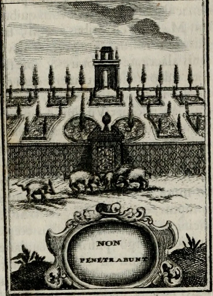 An illustration from Conceptvs chronographicvs de concepta sacra Deipara : Septingentis Sacrae Scripturae, ss. patrum, ac rationum, nec non historiarum, symbolorum, antiquitatum, et anagrammatum suffragiis roboratus : ac totidem praefixis chronographicis, annum currentem prodentibus copiose instructus : occasione saeculi, hoc eodem anno septima vice absoluti, et celebrati, a patribus Benedictinis liberi, ac imperialis monasterii ad SS. Udalricum, & Afram, Augustae Vindelicorum, 1712, leaf 319