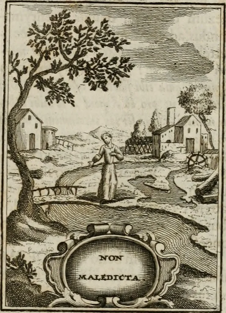 An illustration from Conceptvs chronographicvs de concepta sacra Deipara : Septingentis Sacrae Scripturae, ss. patrum, ac rationum, nec non historiarum, symbolorum, antiquitatum, et anagrammatum suffragiis roboratus : ac totidem praefixis chronographicis, annum currentem prodentibus copiose instructus : occasione saeculi, hoc eodem anno septima vice absoluti, et celebrati, a patribus Benedictinis liberi, ac imperialis monasterii ad SS. Udalricum, & Afram, Augustae Vindelicorum, 1712, leaf 360