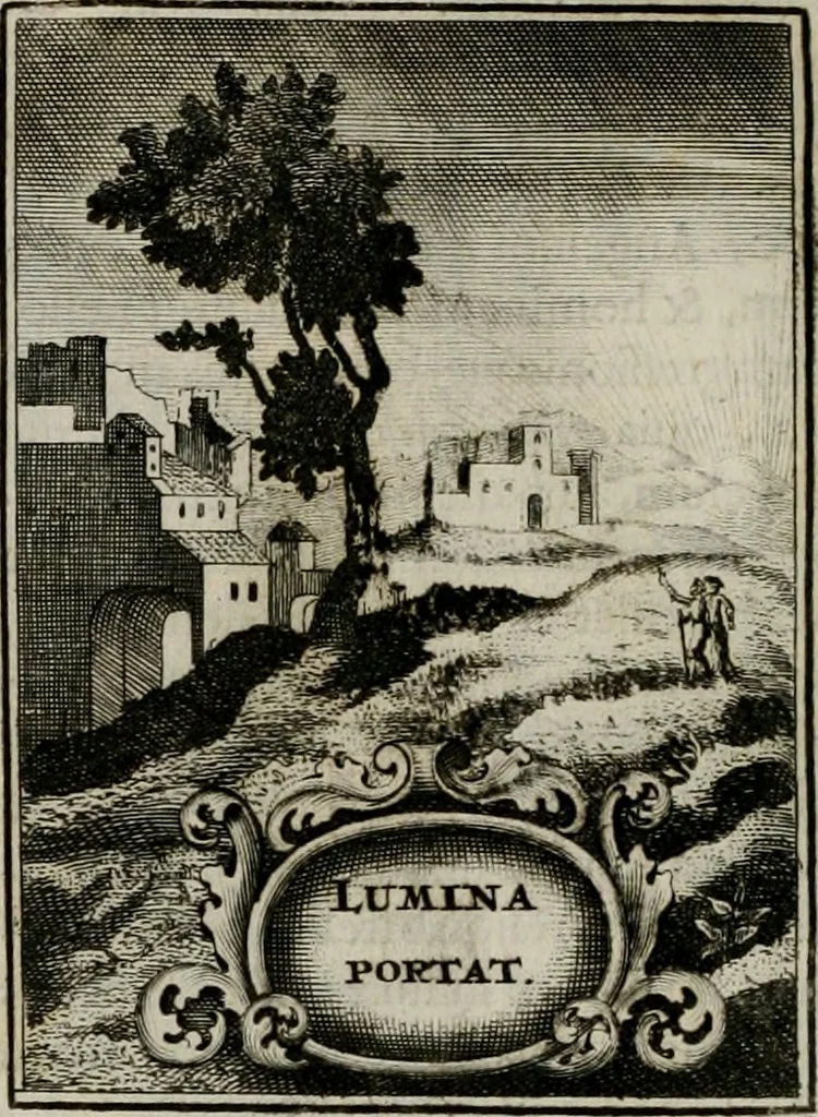 An illustration from Conceptvs chronographicvs de concepta sacra Deipara : Septingentis Sacrae Scripturae, ss. patrum, ac rationum, nec non historiarum, symbolorum, antiquitatum, et anagrammatum suffragiis roboratus : ac totidem praefixis chronographicis, annum currentem prodentibus copiose instructus : occasione saeculi, hoc eodem anno septima vice absoluti, et celebrati, a patribus Benedictinis liberi, ac imperialis monasterii ad SS. Udalricum, & Afram, Augustae Vindelicorum, 1712, leaf 63