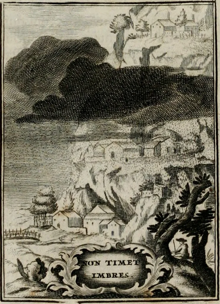 An illustration from Conceptvs chronographicvs de concepta sacra Deipara : Septingentis Sacrae Scripturae, ss. patrum, ac rationum, nec non historiarum, symbolorum, antiquitatum, et anagrammatum suffragiis roboratus : ac totidem praefixis chronographicis, annum currentem prodentibus copiose instructus : occasione saeculi, hoc eodem anno septima vice absoluti, et celebrati, a patribus Benedictinis liberi, ac imperialis monasterii ad SS. Udalricum, & Afram, Augustae Vindelicorum, 1712, leaf 77