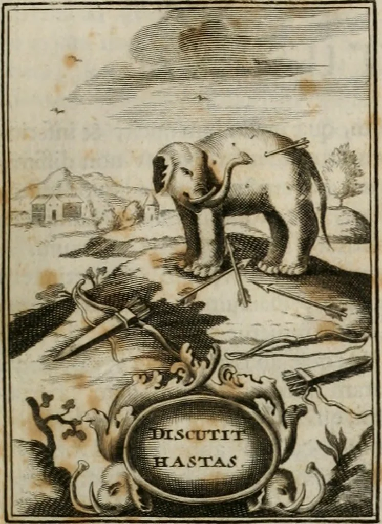 An illustration from Conceptvs chronographicvs de concepta sacra Deipara : Septingentis Sacrae Scripturae, ss. patrum, ac rationum, nec non historiarum, symbolorum, antiquitatum, et anagrammatum suffragiis roboratus : ac totidem praefixis chronographicis, annum currentem prodentibus copiose instructus : occasione saeculi, hoc eodem anno septima vice absoluti, et celebrati, a patribus Benedictinis liberi, ac imperialis monasterii ad SS. Udalricum, & Afram, Augustae Vindelicorum, 1712, leaf 84