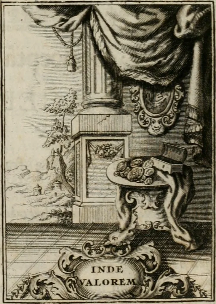 An illustration from Conceptvs chronographicvs de concepta sacra Deipara : Septingentis Sacrae Scripturae, ss. patrum, ac rationum, nec non historiarum, symbolorum, antiquitatum, et anagrammatum suffragiis roboratus : ac totidem praefixis chronographicis, annum currentem prodentibus copiose instructus : occasione saeculi, hoc eodem anno septima vice absoluti, et celebrati, a patribus Benedictinis liberi, ac imperialis monasterii ad SS. Udalricum, & Afram, Augustae Vindelicorum, 1712, leaf 90