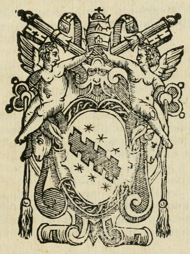 An illustration from Con che ordine o cerimonie si havera da partire il Santissimo Sacramento di Roma : e poi entrare nelle terre, luoghi, ò città, doue si hauerà da fermare, ò posare la notte, 1598, leaf 9