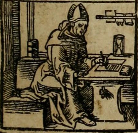 An illustration from Concilia omnia, tam generalia quam particularia : ab apostolorum temporibus in hunc vsque diem a sanctissimis patribus celebrata, & quorum acta literis mandata, ex vetustissimis diuersa[rum] regionu bibliothecis haberi potuere, his duobus tomis continentur : tomvs primvs ea recenset concilia, quae a beato Petro apostolo vsq[ue] ad Iohanne huius nominis papam secundu seruata inuenimus : quo[rum] ordinem & nomina si quis accuratius desideret, versa pagina indicabit, 1538, leaf 4