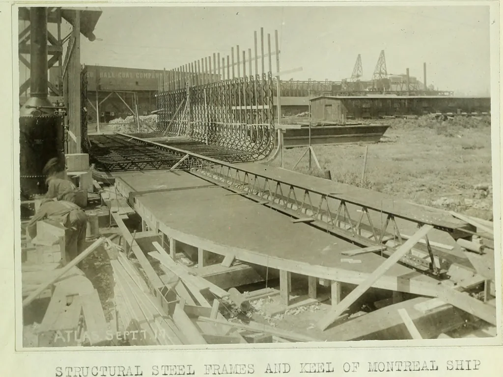 An illustration from Concrete ships : historical notes concerning them and a discussion of the problems involved in their construction, 1918, leaf 114