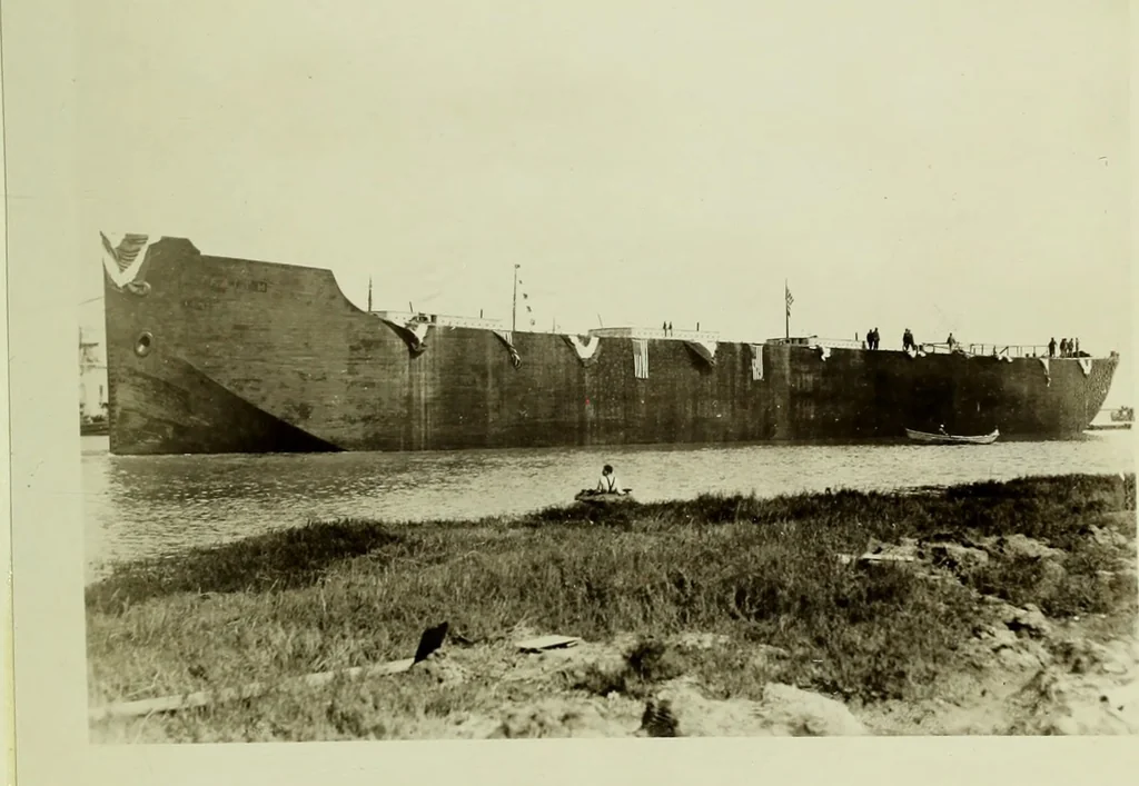An illustration from Concrete ships : historical notes concerning them and a discussion of the problems involved in their construction, 1918, leaf 116