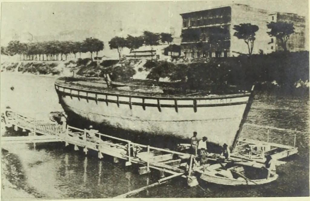 An illustration from Concrete ships : historical notes concerning them and a discussion of the problems involved in their construction, 1918, leaf 26