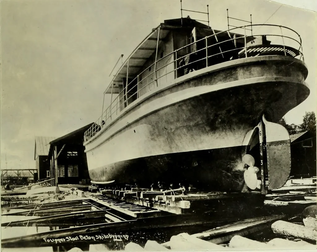An illustration from Concrete ships : historical notes concerning them and a discussion of the problems involved in their construction, 1918, leaf 82