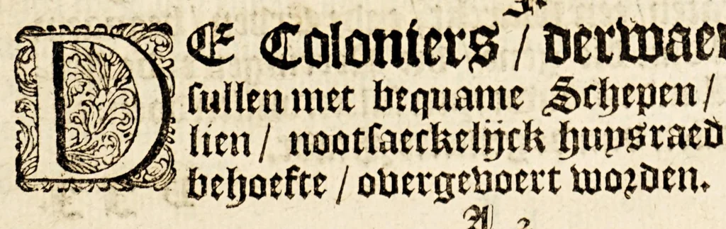 An illustration from Conditien, die door de heeren bvrgermeesteren der stadt Amstelredam, volgens't gemaeckte accoordt met de West-Indische compagnie., 1656, leaf 9