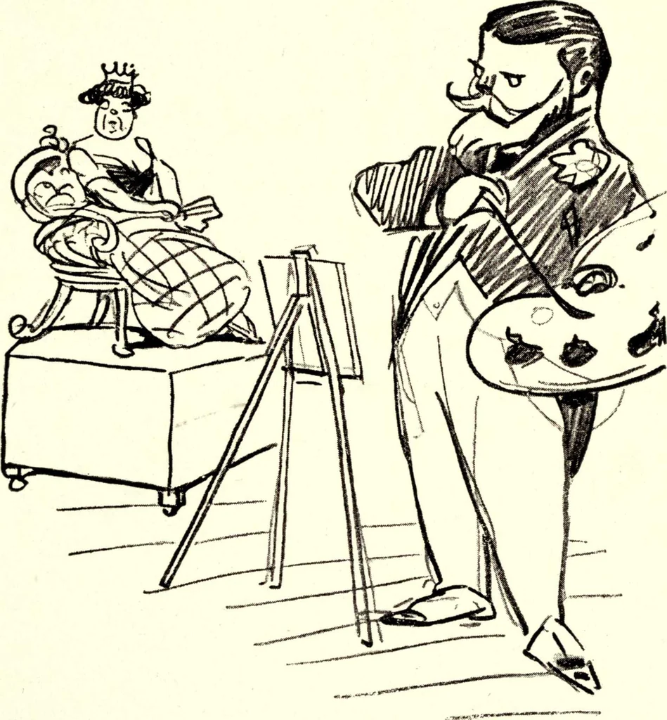 An illustration from Confessions of a caricaturist, 1917, leaf 44