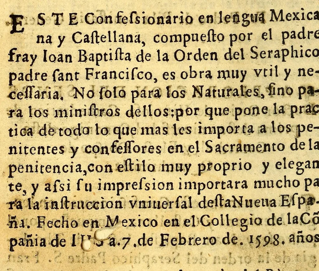 An illustration from Confessionario en lengua mexicana y castellana. : Con muchas aduertencias muy necessarias para los Confessores., 1599, leaf 16
