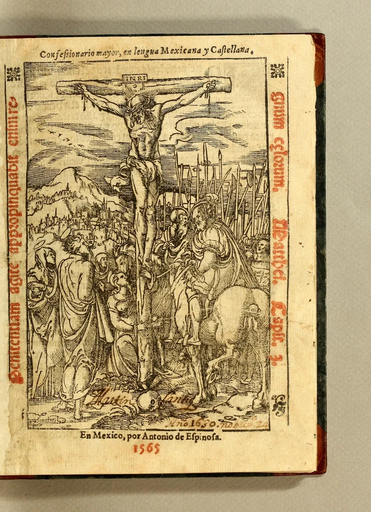 An illustration from Confessionario mayor, en lengua mexicana y castellana., 1565, leaf 5
