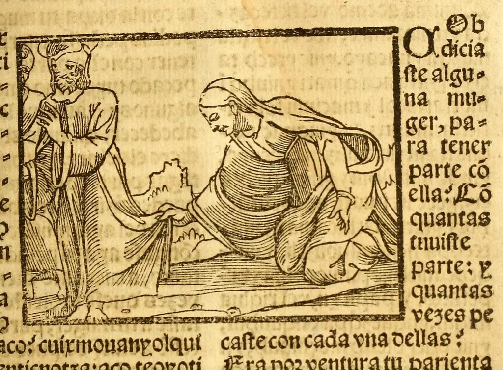 An illustration from Confessionario mayor, en lengua mexicana y castellana., 1565, leaf 67