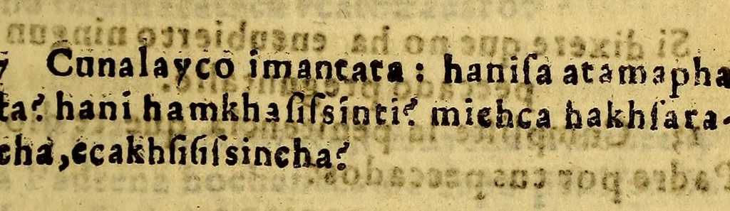 An illustration from Confessionario muy copioso en dos lenguas, aymara, y española, : con vna instruccion a cerca de los siete sacramentos de la sancta Yglesia, y otras varias cosas, como puede verse por la tabla del mesmo libro. por el padre Ludouico Bertonio .., 1612, leaf 89