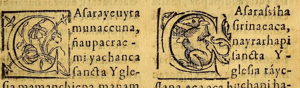 An illustration from Confessionario para los curas de indios. : Con la instrucion contra sus ritos: y exhortacion para ayudar a bien morir: y summa de sus priuilegios: y forma de impedimentos del matrimonio. Compuesto y traduzido en las lenguas quichua, y aymara. Por autoridad del Concilio Prouincial de Lima, del aũo [sic] de 1583., 1585, leaf 129