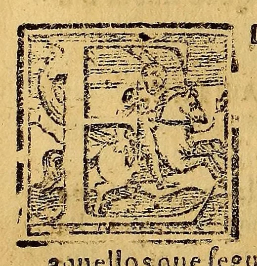 An illustration from Confessionario para los curas de indios. : Con la instrucion contra sus ritos: y exhortacion para ayudar a bien morir: y summa de sus priuilegios: y forma de impedimentos del matrimonio. Compuesto y traduzido en las lenguas quichua, y aymara. Por autoridad del Concilio Prouincial de Lima, del aũo [sic] de 1583., 1585, leaf 88