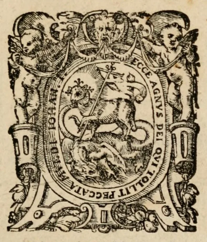 An illustration from Confutatio dispvtationis Ioannis Iacobi Grynaei, de coena Domini, 1584, leaf 5
