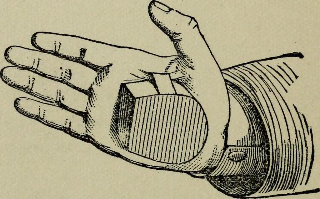 An illustration from Conjuring tricks with coins, watches, rings and handkerchiefs; from "Modern magic", 1900, leaf 131