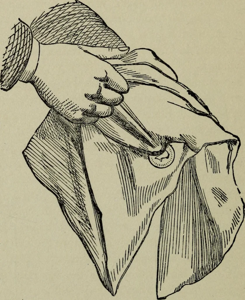 An illustration from Conjuring tricks with coins, watches, rings and handkerchiefs; from "Modern magic", 1900, leaf 35