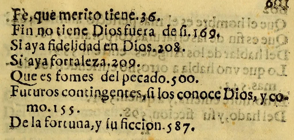 An illustration from Conocimiento de Dios : primera parte. El M. Fr. Francisco de la Cruz, del Orden de Predicadores, calificador del Santo Oficio, vicario general, y visitador q[ue] fuè de la Provincia de Santa Fè, prouincial vna, y otra vez en la del Pirù; del consejo de su Magestad, obispo de Santa Marta. ; Dalo a la prensa el presentado Fr. Antonio Gonzalez, difinidor, y procurador general de la dicha Prouincia de el Pirù., 1660, leaf 627