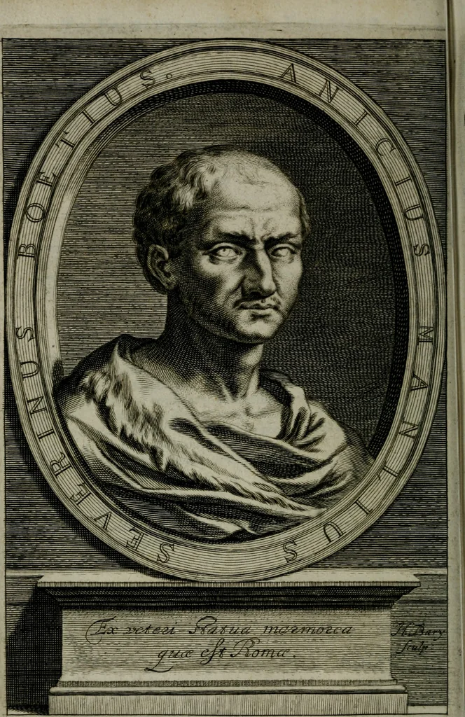 An illustration from Consolationis philosophiae libri V. Ejusd. opuscula sacra, 1671, leaf 53