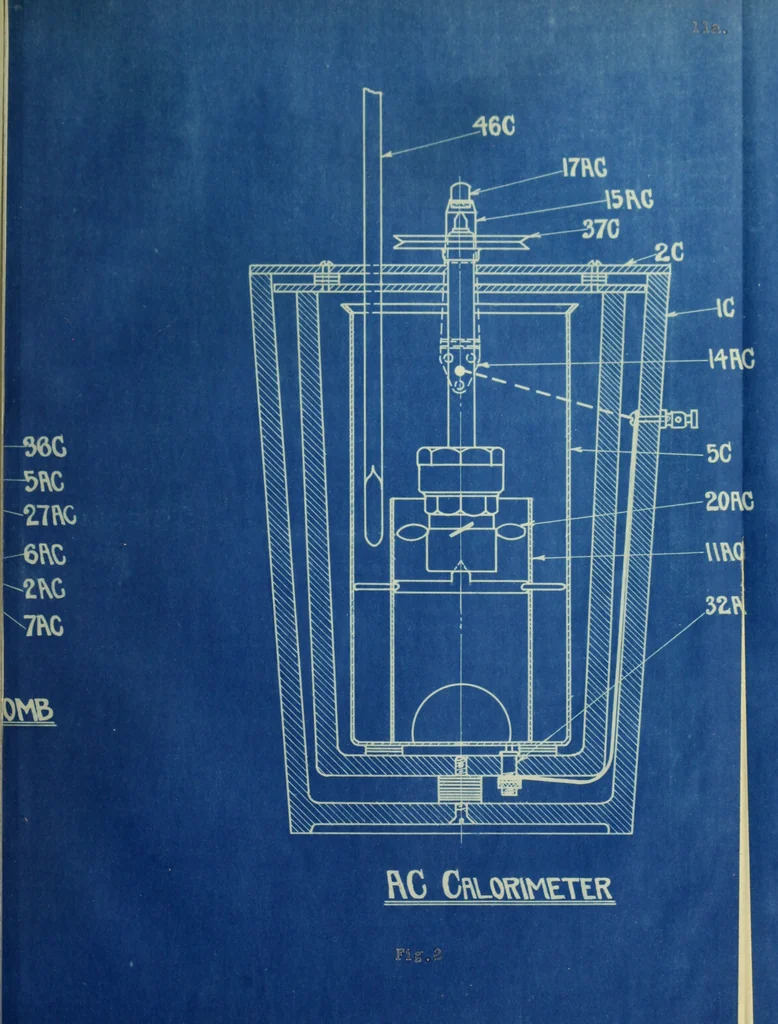 An illustration from The constants involved in calorimetric combustions making use of sodium peroxide and potassium chlorate as the medium for the supply of oxygen, 1915, leaf 34