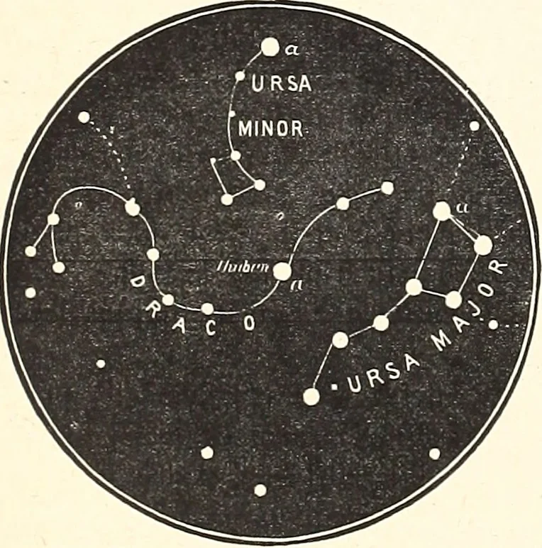 An illustration from The constellations and how to find them; 13 maps, showing the position of the constellations in the sky during each month of any year. A popular and simple guide to a knowledge of the starry heavens, with introduction, general explanations, and a separate description of each map, 1887, leaf 11