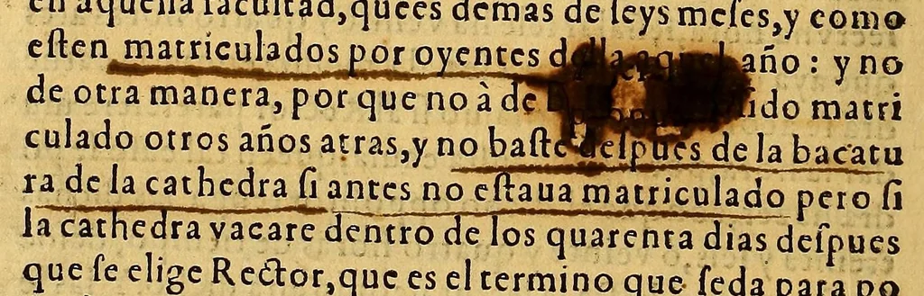 An illustration from Constituciones añadidas por los virreyes, Marques de Montesclaros, y Principe de Esquilache, : a las que hizo el virrey don Francisco de Toledo para la Real Vniuersidad, y Estudio General de San Marcos de la Ciudad de los Reyes del Piru. Confirmadas, y declaradas por el rey nuestro señor don Felipe Quarto, en su Consejo Real de las Indias, 1624, leaf 54