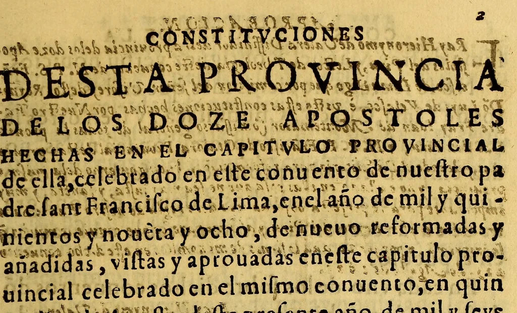 An illustration from Constituciones de los F. Menores desta Provincia delos doze Apostoles del Piru. : Reformadas en el capitulo prouincial celebrado en la ciudad de los Reyes por por [sic] el mes de agosto. año MDCI, 1601, leaf 9