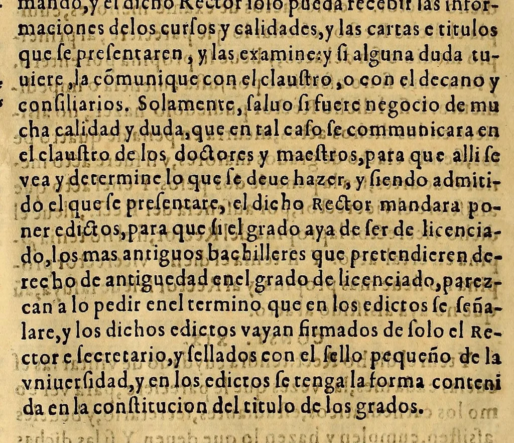 An illustration from Constituciones y ordenanças de la Vniuersidad, y Studio General de la Ciudad de los Reyes del Piru, 1602, leaf 34