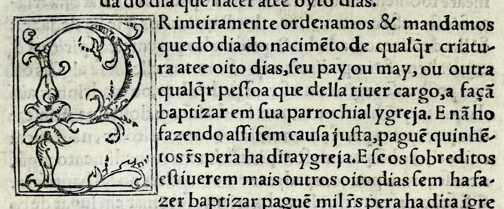 An illustration from Constituições do arcebispado Deuora : nouamente feitas por mandado do illustrissimo e reuerendissimo señor dom Ioam de Mello, arcebispo do dito arcebispado, &c, 1565, leaf 25