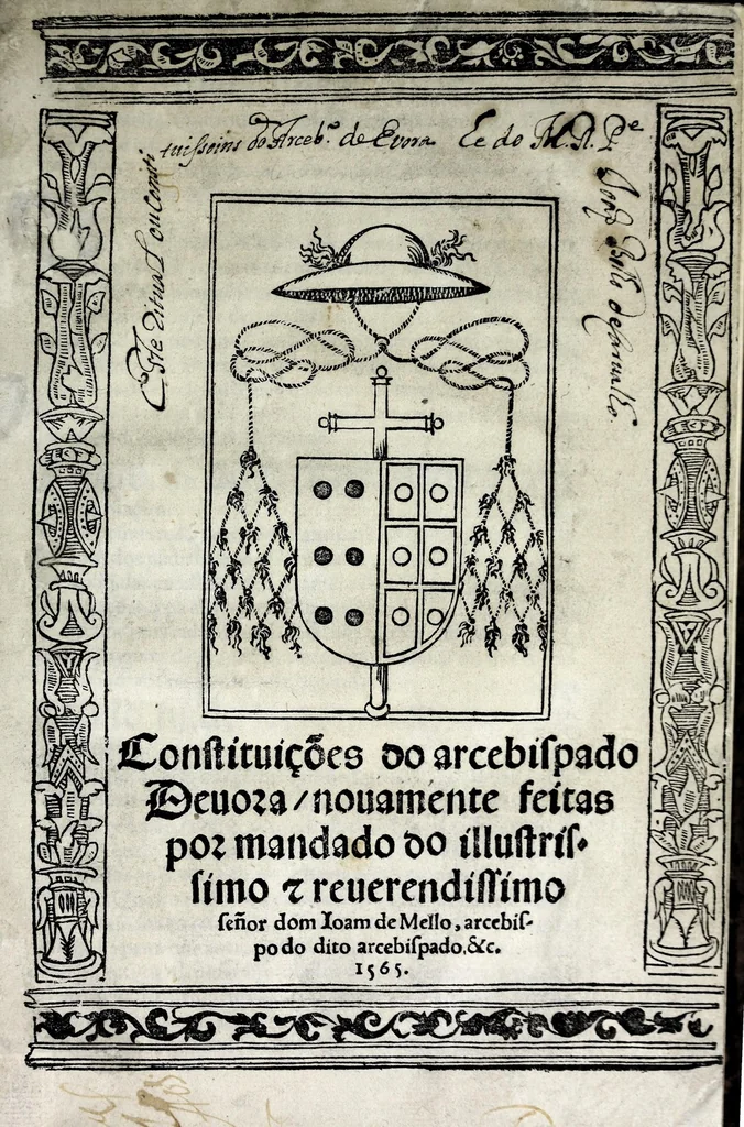 An illustration from Constituições do arcebispado Deuora : nouamente feitas por mandado do illustrissimo e reuerendissimo señor dom Ioam de Mello, arcebispo do dito arcebispado, &c, 1565, leaf 9