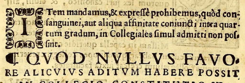An illustration from Constitutiones huius insignis Collegij veteris Diuae Mariae omnium Sanctorum, 1646, leaf 14