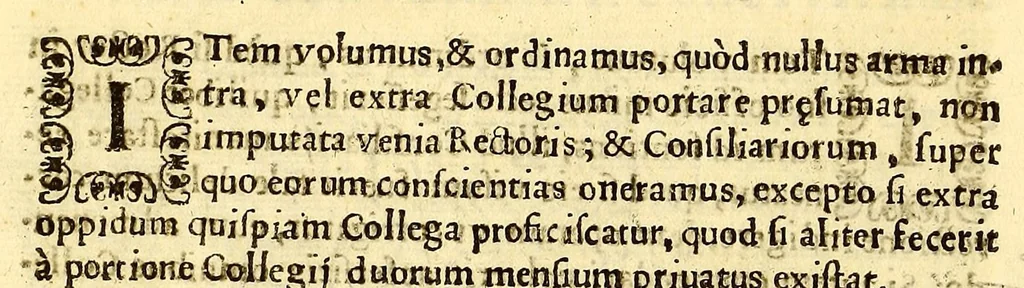 An illustration from Constitutiones huius insignis Collegij veteris Diuae Mariae omnium Sanctorum, 1646, leaf 26