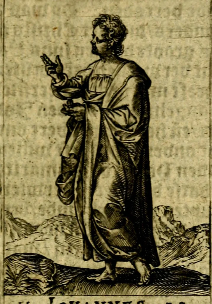 An illustration from Const-toonneel, inhoudende de beschrijvinghe ende XL. heerlijcke afbeeldindinghen onses Heeren Jesu Christi, met sijne apostelen, ende evangelisten, midtsgaders de hooft-deuchden ende ondeuchden. Ende ten laetsten de seven planeten. In coper gesneden door Johannis Wierix. De beschrijvinge is vergadert wt de H. Schrift ende soander soermaerde autheuren tot stichtinghe ende soermakinghe aller menschen, door N.D.C, 1609, leaf 26