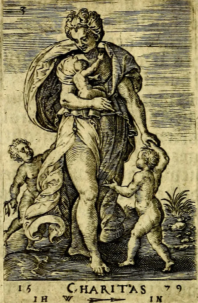 An illustration from Const-toonneel, inhoudende de beschrijvinghe ende XL. heerlijcke afbeeldindinghen onses Heeren Jesu Christi, met sijne apostelen, ende evangelisten, midtsgaders de hooft-deuchden ende ondeuchden. Ende ten laetsten de seven planeten. In coper gesneden door Johannis Wierix. De beschrijvinge is vergadert wt de H. Schrift ende soander soermaerde autheuren tot stichtinghe ende soermakinghe aller menschen, door N.D.C, 1609, leaf 63