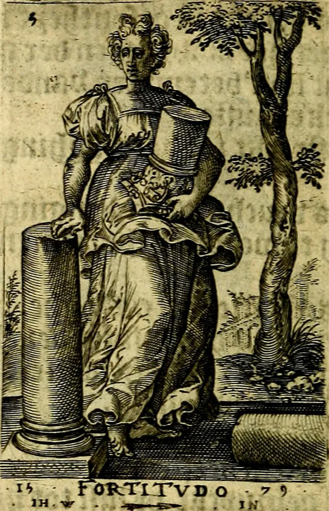 An illustration from Const-toonneel, inhoudende de beschrijvinghe ende XL. heerlijcke afbeeldindinghen onses Heeren Jesu Christi, met sijne apostelen, ende evangelisten, midtsgaders de hooft-deuchden ende ondeuchden. Ende ten laetsten de seven planeten. In coper gesneden door Johannis Wierix. De beschrijvinge is vergadert wt de H. Schrift ende soander soermaerde autheuren tot stichtinghe ende soermakinghe aller menschen, door N.D.C, 1609, leaf 67