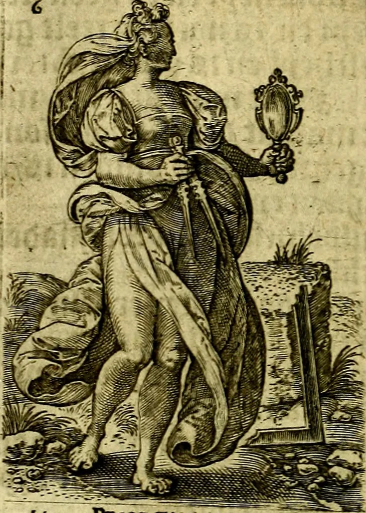 An illustration from Const-toonneel, inhoudende de beschrijvinghe ende XL. heerlijcke afbeeldindinghen onses Heeren Jesu Christi, met sijne apostelen, ende evangelisten, midtsgaders de hooft-deuchden ende ondeuchden. Ende ten laetsten de seven planeten. In coper gesneden door Johannis Wierix. De beschrijvinge is vergadert wt de H. Schrift ende soander soermaerde autheuren tot stichtinghe ende soermakinghe aller menschen, door N.D.C, 1609, leaf 69