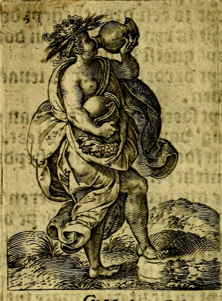 An illustration from Const-toonneel, inhoudende de beschrijvinghe ende XL. heerlijcke afbeeldindinghen onses Heeren Jesu Christi, met sijne apostelen, ende evangelisten, midtsgaders de hooft-deuchden ende ondeuchden. Ende ten laetsten de seven planeten. In coper gesneden door Johannis Wierix. De beschrijvinge is vergadert wt de H. Schrift ende soander soermaerde autheuren tot stichtinghe ende soermakinghe aller menschen, door N.D.C, 1609, leaf 85