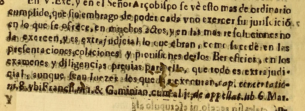 An illustration from Consulta, y parecer del señor don Pedro Frasso, oydor de esta Real Audiencia de los Reyes, y assessor general del govierno. : Al Excmo. senor don Melchor de Nauarra y Rocafull, del Consejo de Estado de su Magestad, virrey, y capitan general del Peru, Tierra firme y Chile. Sobre las dudas que se han movido en la inteligencia del despacho para remediar el excesso, con que los curas, y dotrineros cobran de los indios, derechos prohibidos por concilios, sinodales, y cedulas reales, 1684, leaf 12