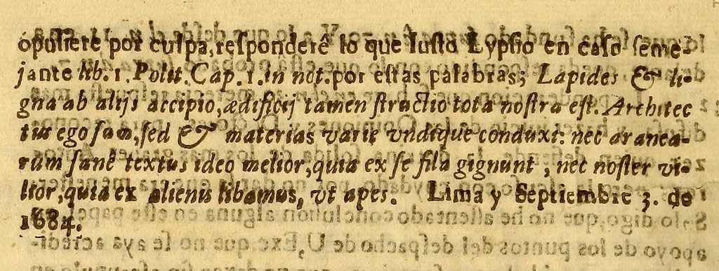 An illustration from Consulta, y parecer del señor don Pedro Frasso, oydor de esta Real Audiencia de los Reyes, y assessor general del govierno. : Al Excmo. senor don Melchor de Nauarra y Rocafull, del Consejo de Estado de su Magestad, virrey, y capitan general del Peru, Tierra firme y Chile. Sobre las dudas que se han movido en la inteligencia del despacho para remediar el excesso, con que los curas, y dotrineros cobran de los indios, derechos prohibidos por concilios, sinodales, y cedulas reales, 1684, leaf 48