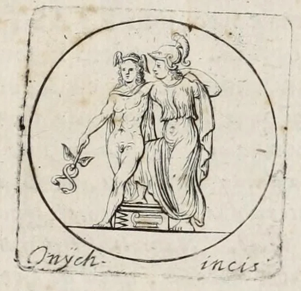 An illustration from Contemplatio gemmarum quarundam dactyliothecae Gorlaei, ante biennium & auctae, & illustratae, 1697, leaf 13
