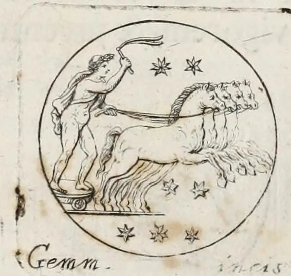 An illustration from Contemplatio gemmarum quarundam dactyliothecae Gorlaei, ante biennium & auctae, & illustratae, 1697, leaf 9
