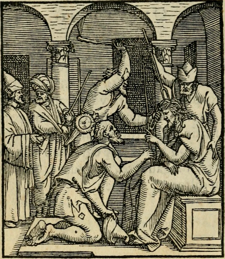 An illustration from Contemplatio totivs vitae et passionis Domini Nostri Iesv Christi, 1557, leaf 69